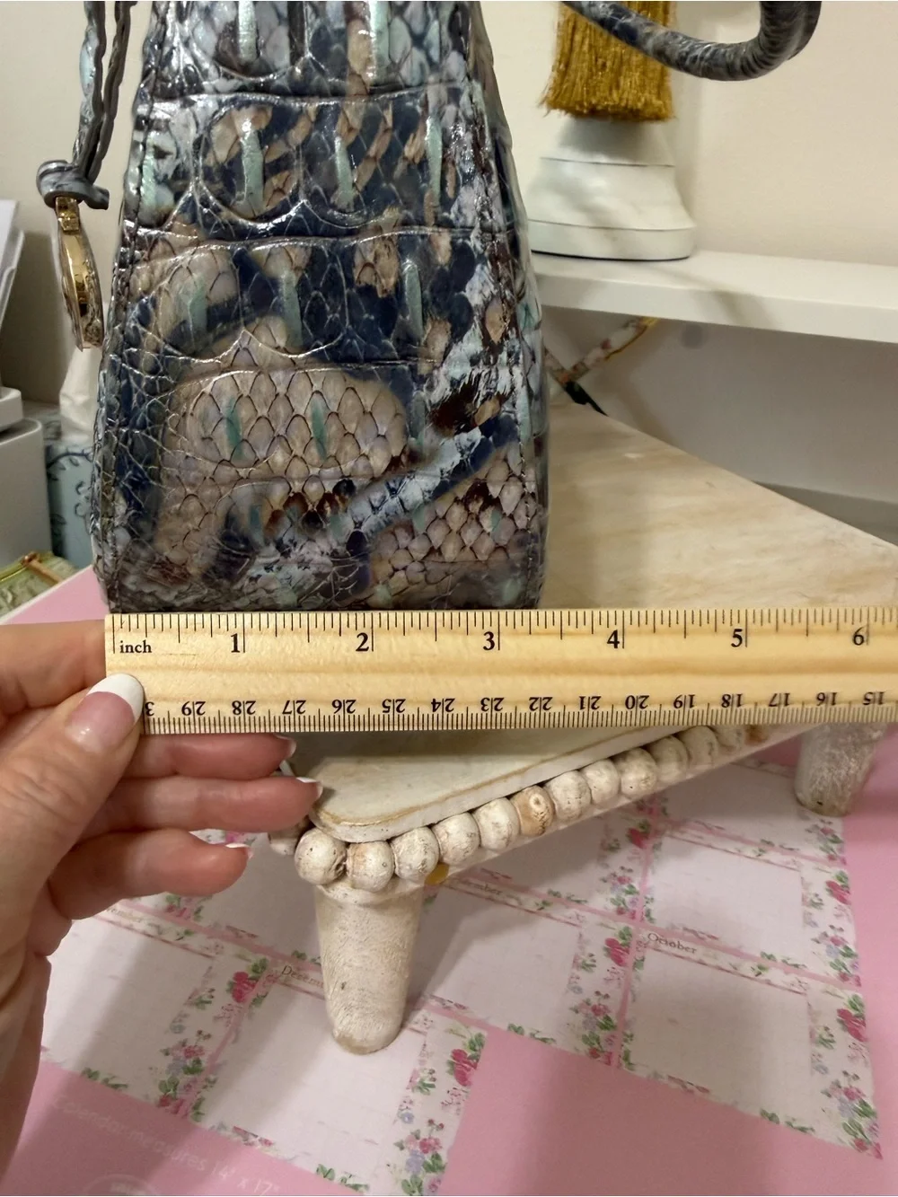Brahmin Bekka Iridescent Icy Python pattern Shoulder Bag